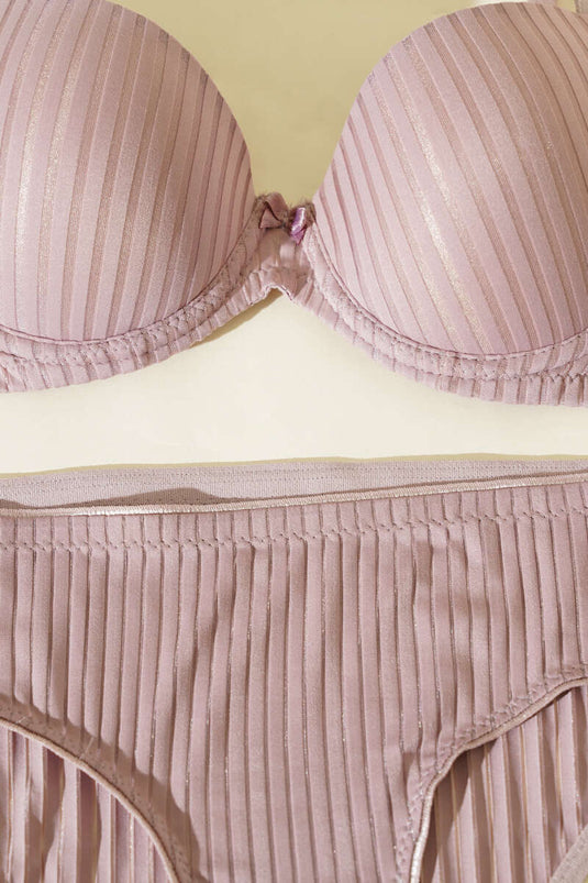 Ensemble soutien-gorge et brassière NBB rayés, transparents et rembourrés, couleur vison