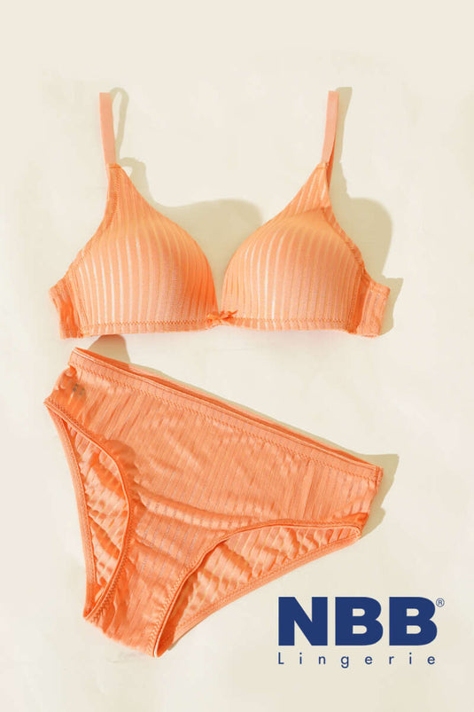 Ensemble soutien-gorge et brassière NBB rayés transparents sans rembourrage rose