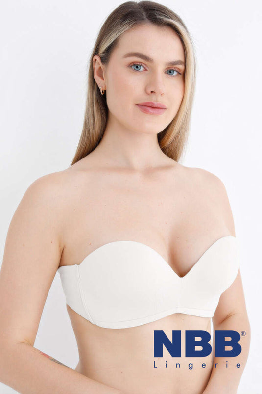 Soutien-gorge sans armatures rembourré sans bretelles NBB écru