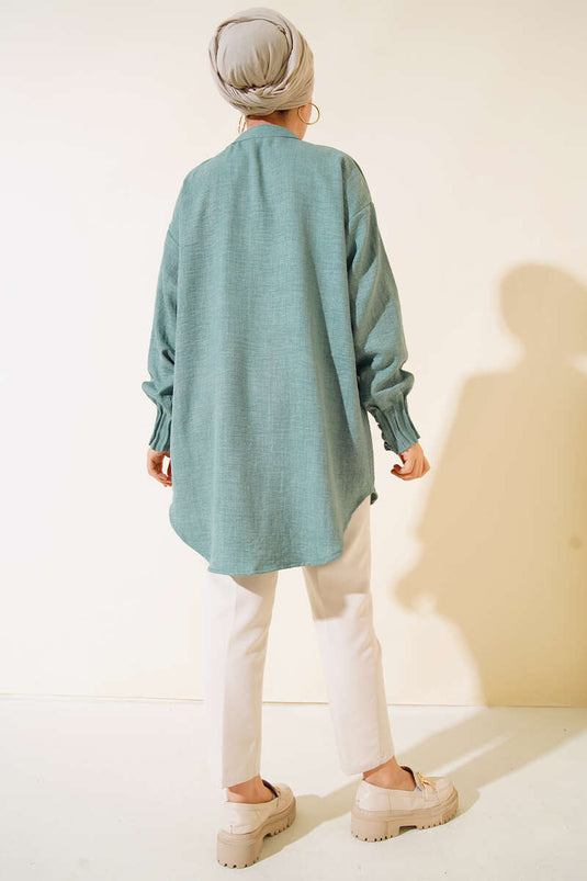 Loose Shirt with Ribbed Detail Mint