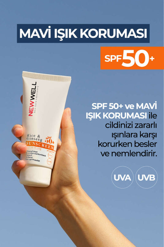 New Well Sonnenschutzmittel mit Reis und Ginseng LSF 50+ (Reisextrakt, 50 ml)