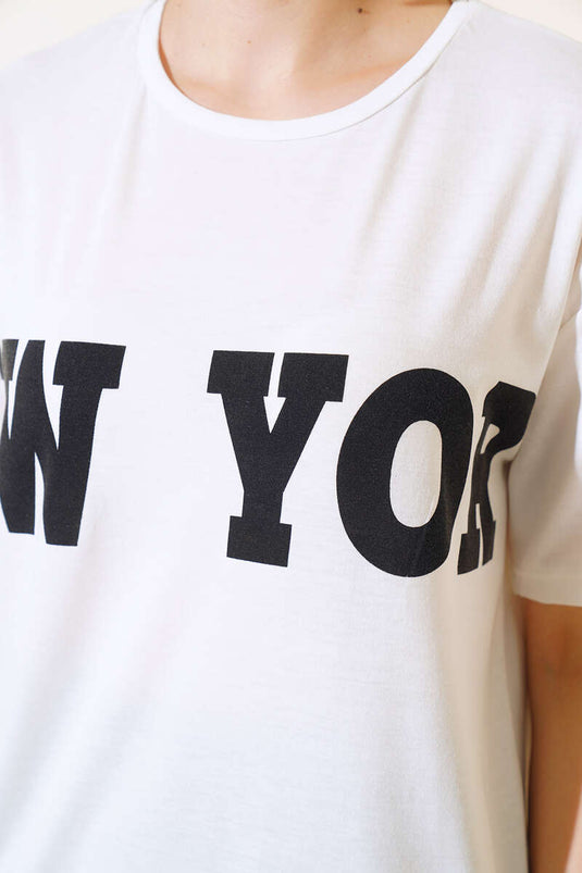 New York T-shirt Ecru med tryk