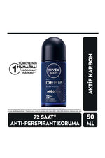 Nivea Men Deep Darkwood Charbon Actif 72 Heures Déodorant Roll-On Homme 50 Ml
