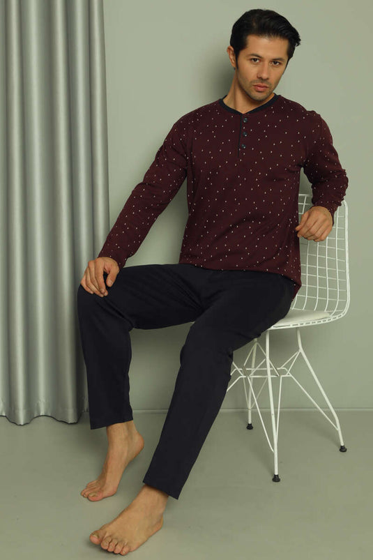 Ensemble pyjama homme à pois rouge bordeaux