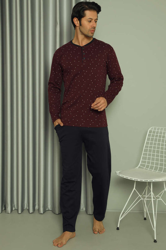 Ensemble pyjama homme à pois rouge bordeaux