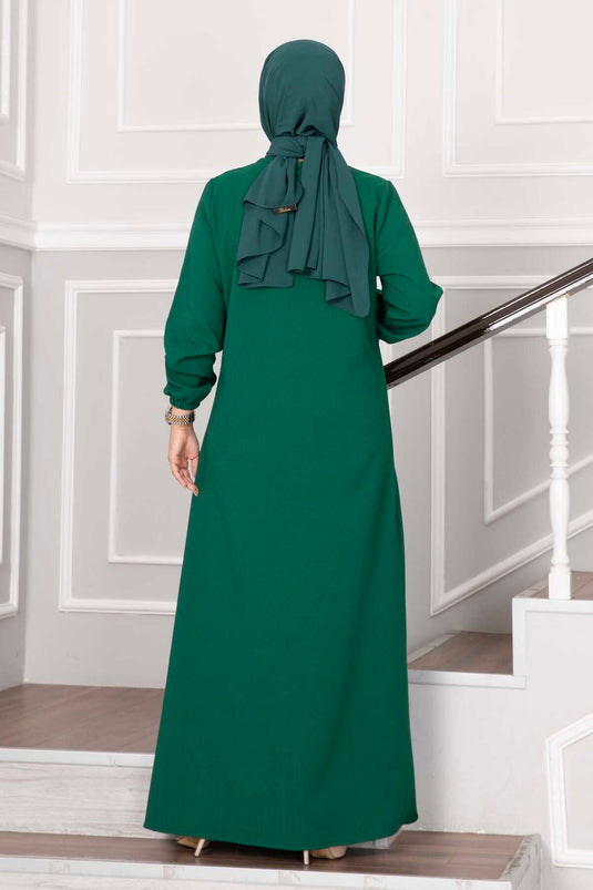 Abito da sera Hijab dal design in pietra Nursema color smeraldo