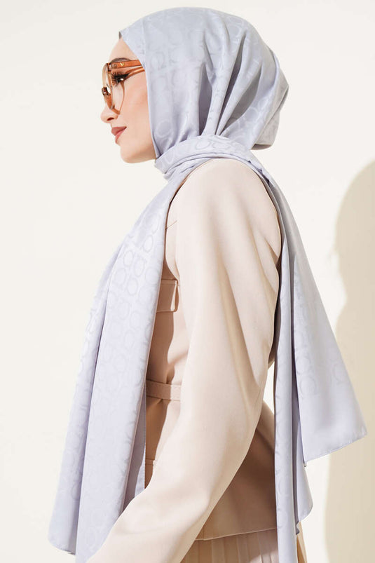 Châle jacquard à motif oméga gris