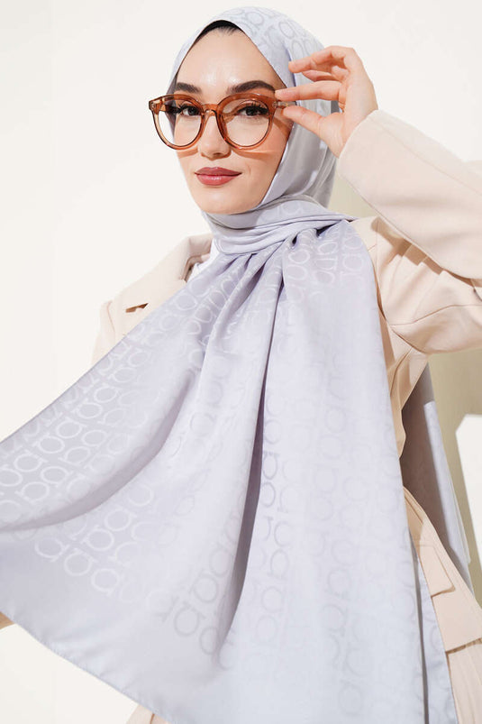 Châle jacquard à motif oméga gris