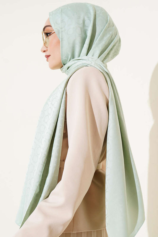 Châle jacquard à motif oméga, couleur menthe