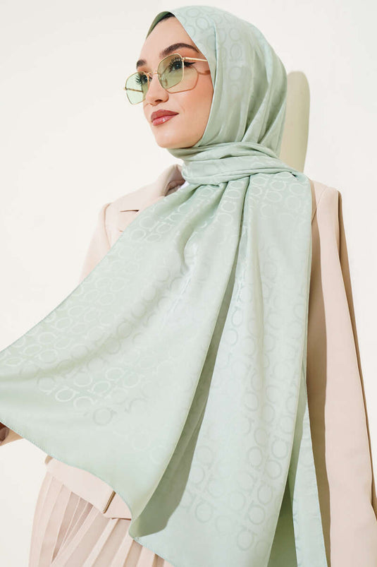 Châle jacquard à motif oméga, couleur menthe