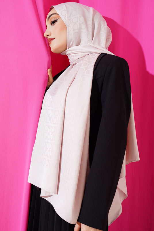 Châle jacquard à motif oméga, couleur poudre