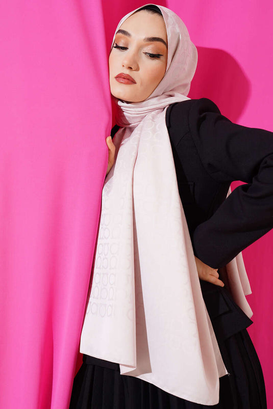 Châle jacquard à motif oméga, couleur poudre