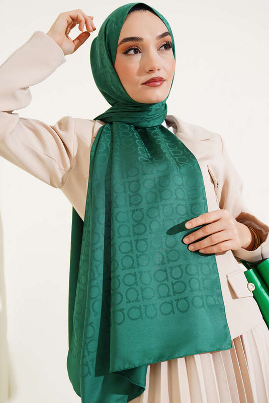 Châle jacquard à motif oméga émeraude