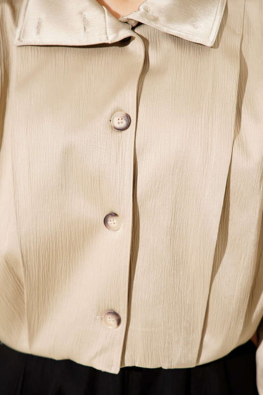 Beige Jacket with Shoulder Epaulets and Buttons
