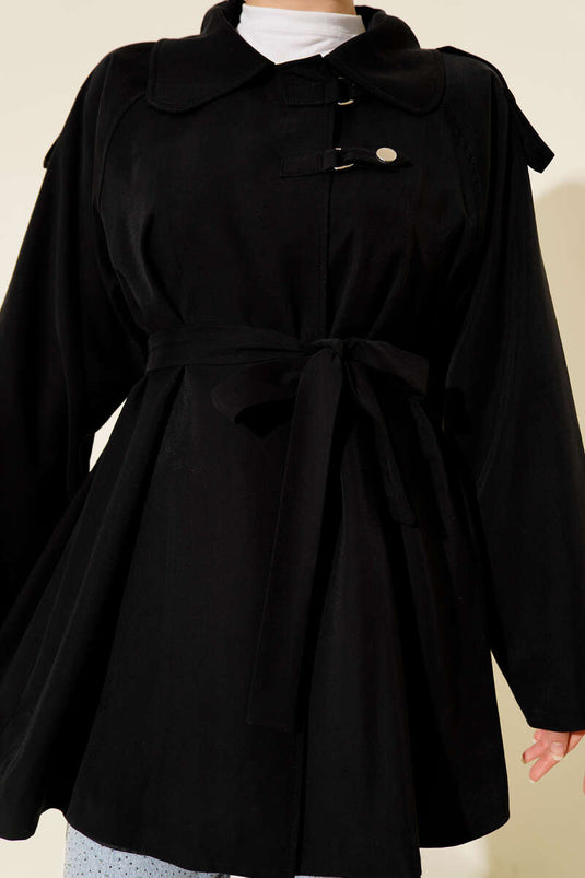 Trench in Tencel con spalline nere