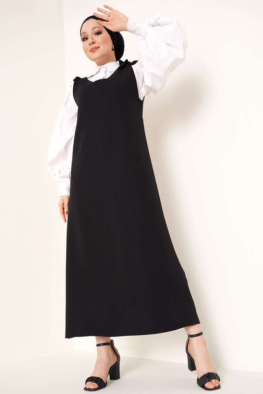 Robe sans manches à nouer aux épaules Noir