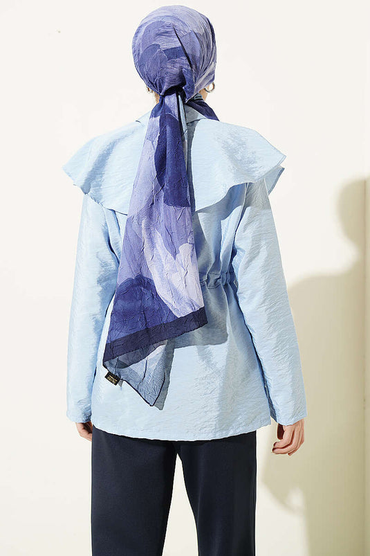 Shoulder-Paneled Waist-Tunnel Shirt Blue