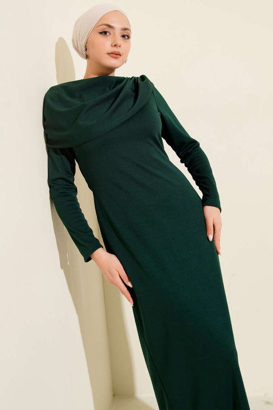 Omuzmantel met Details Avondjurk Smaragd