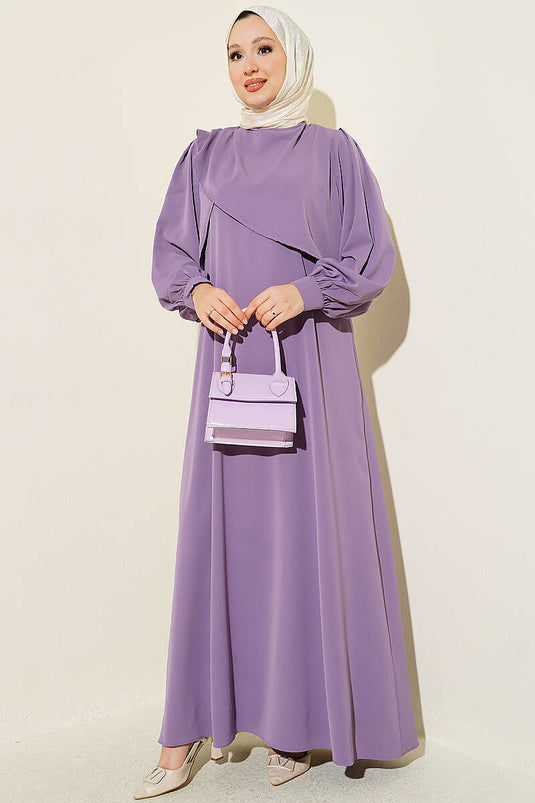 Robe Lilas À Plis Avec Épaules
