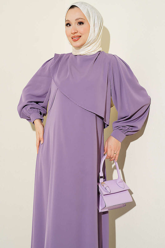 Robe Lilas À Plis Avec Épaules