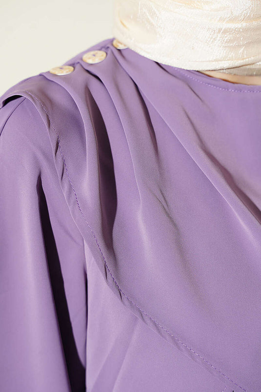 Robe Lilas À Plis Avec Épaules