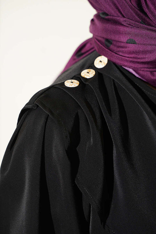 Schulter-Rüschenkleid In Schwarz