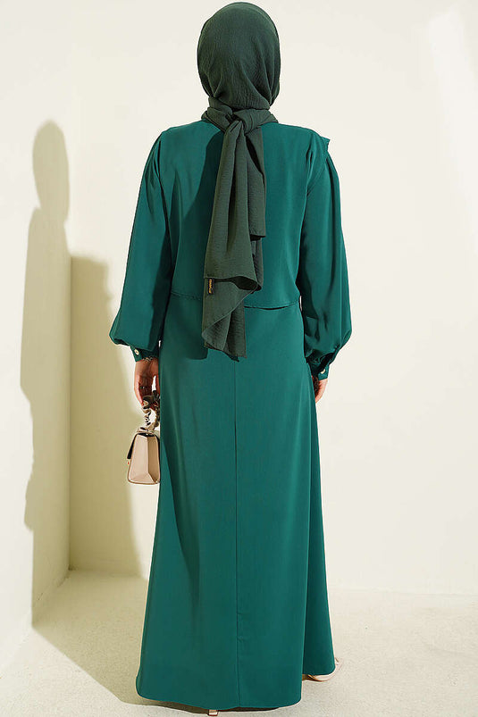 Grünes Kleid Mit Schulter-Rüschen