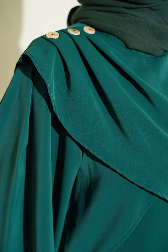 Grünes Kleid Mit Schulter-Rüschen
