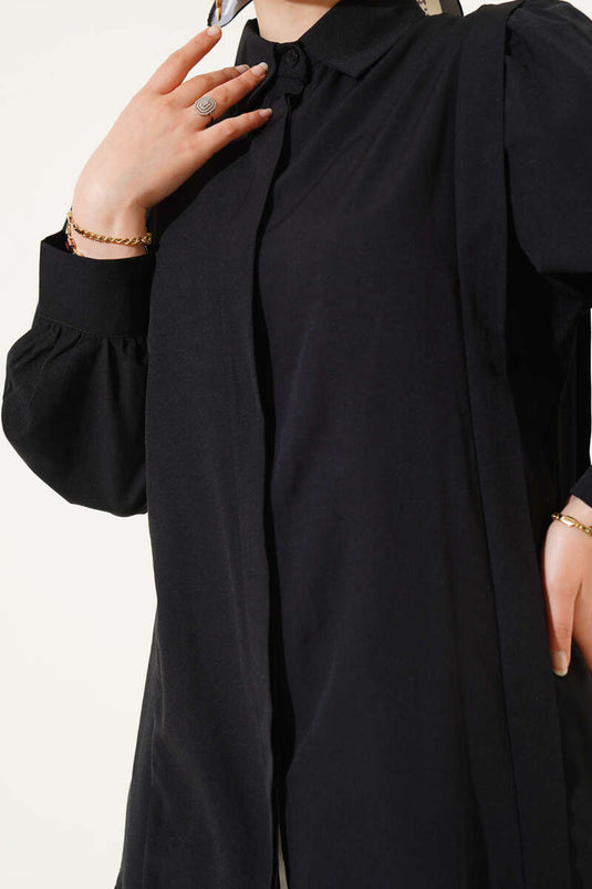 Shoulder Pleat Detailed Shirt Black