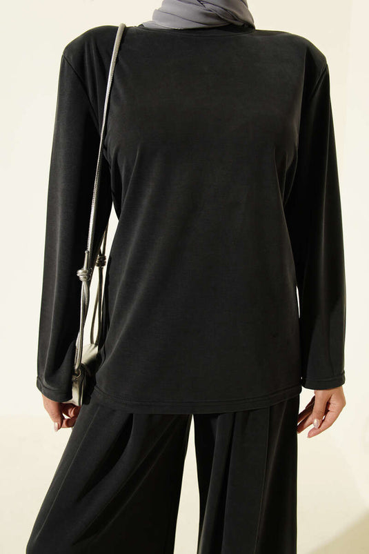 Ensemble Deux Pièces En Tencel Avec Épaule Rembourrée Et Ceinture Anthracite