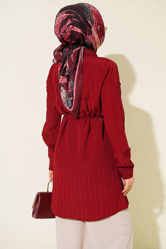 Chemise Bordo À Boutons Et Poches