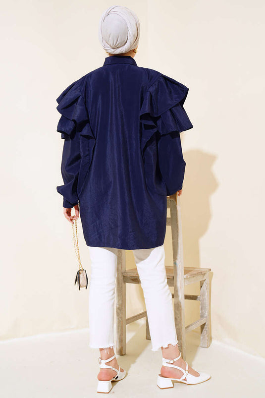 Layered Shoulder Tunic Navy Blue