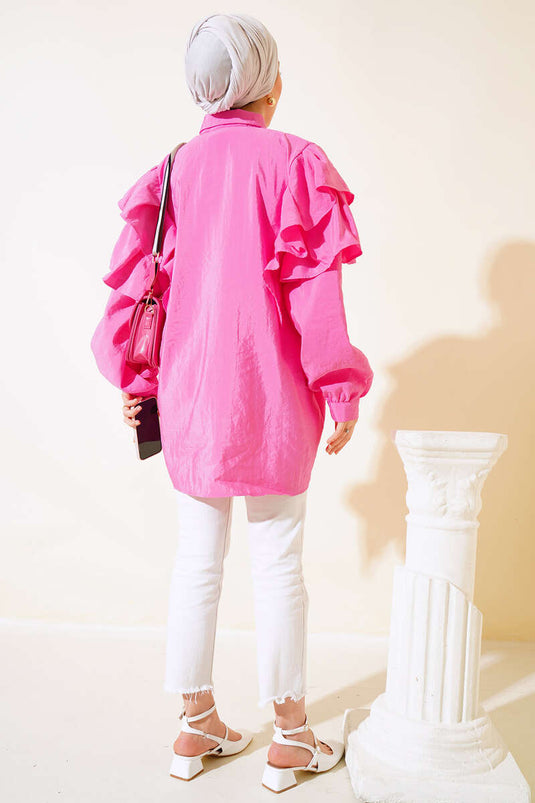 Layered Shoulder Tunic Pink