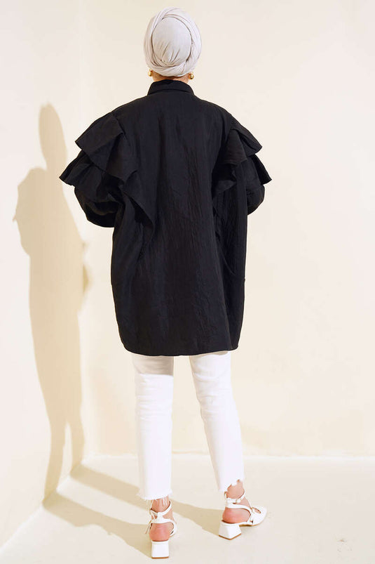 Layered Shoulder Tunic Black