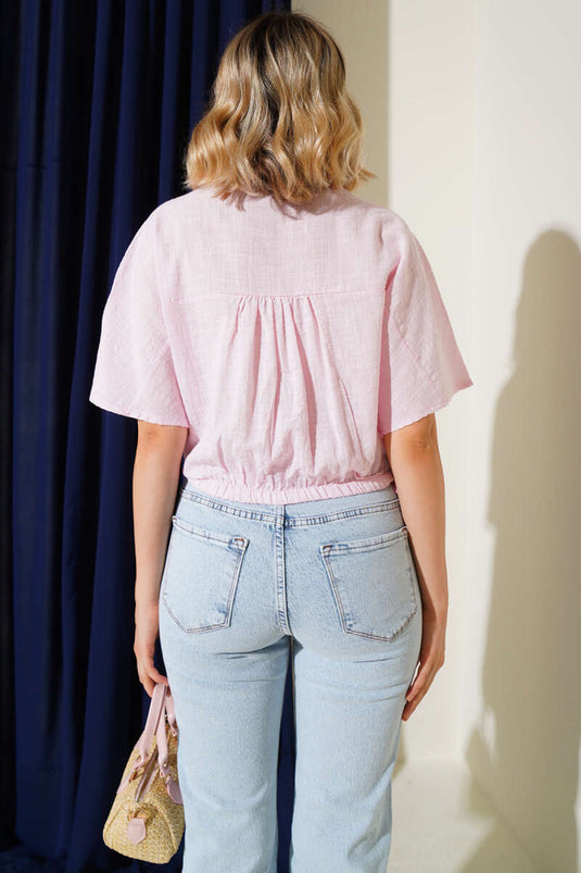 Chemise rose à fermeture avant et élastique