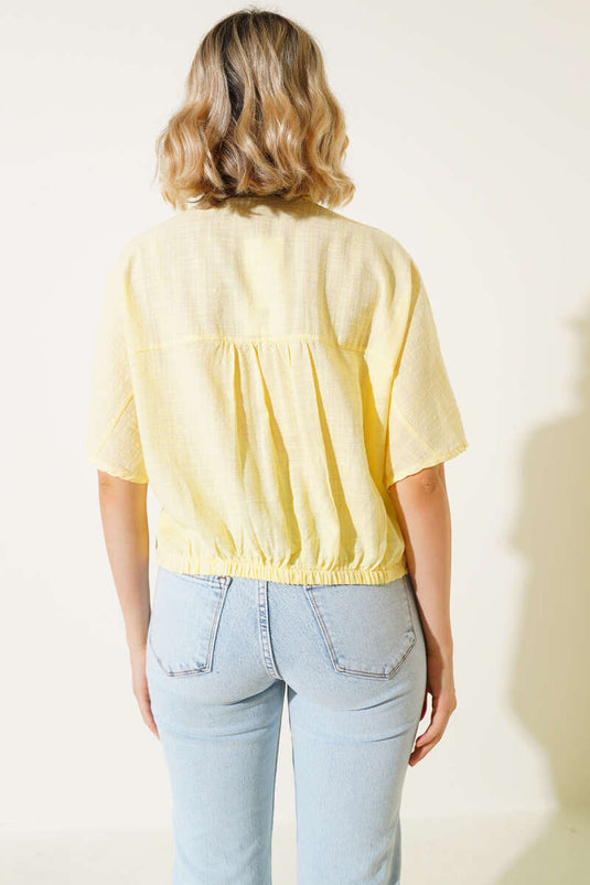 Chemise élastique à fermeture avant, jaune
