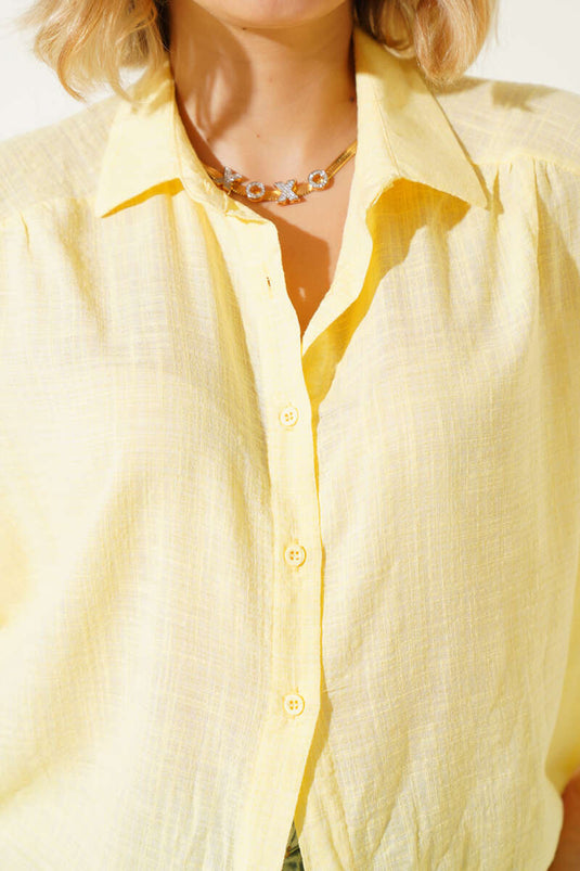 Chemise élastique à fermeture avant, jaune