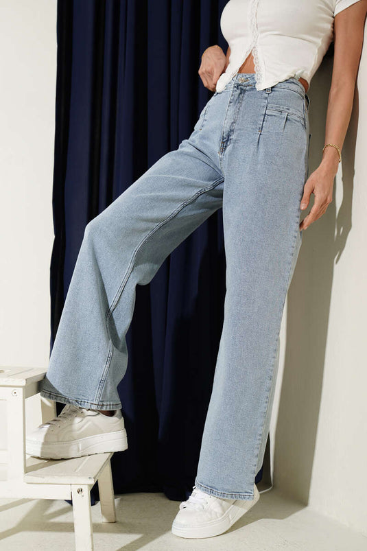 Pantalon en jean bleu glace avec détails de poche avant à stylo