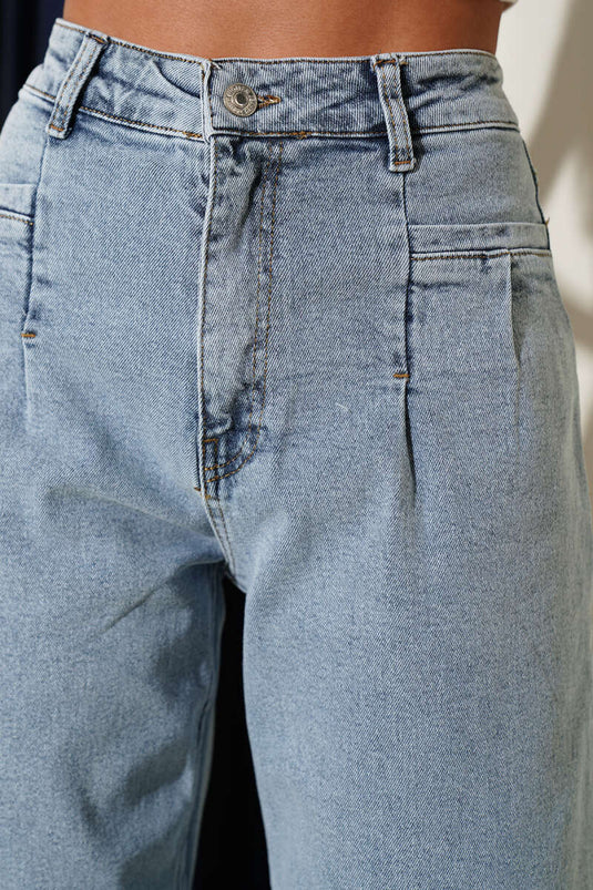Pantalon en jean bleu glace avec détails de poche avant à stylo