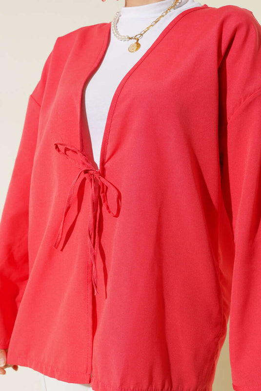 Terikoton Kimono Granaatappelbloem met Voorste Strikdetail