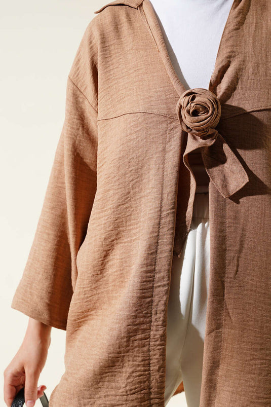 Önden Bağlamalı Kimono Camel