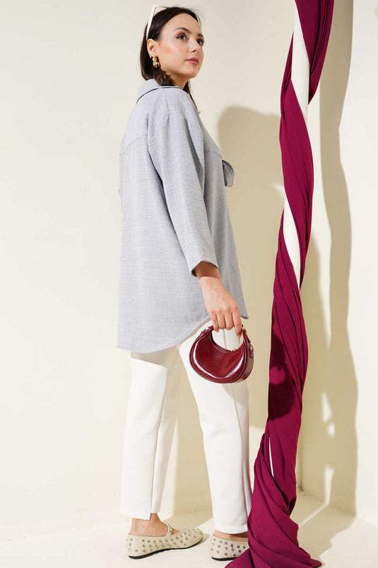 Önden Bağlamalı Kimono Gri