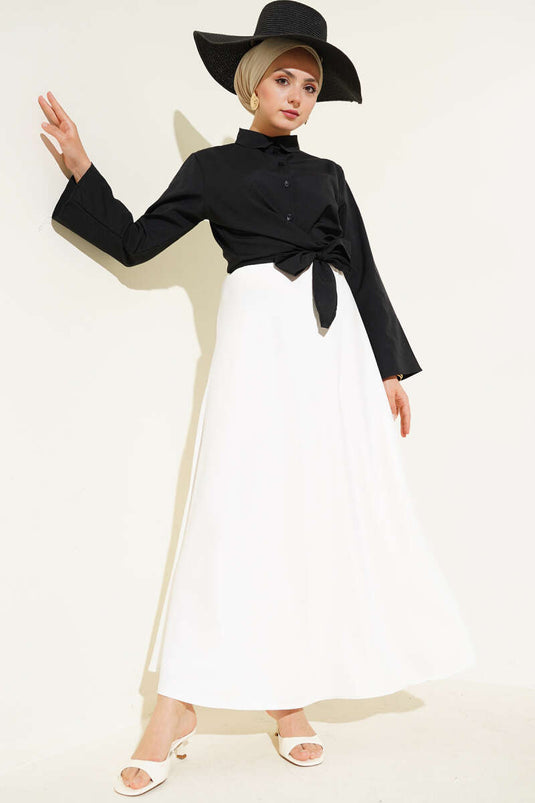 Chemise courte à nouer devant noire