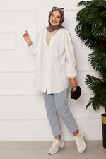 Chemise kimono boutonnée devant écru
