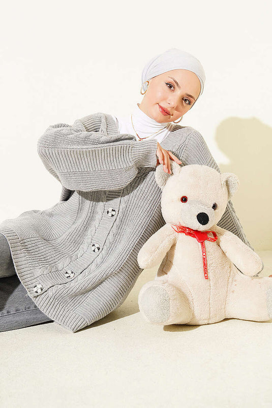 Chaqueta De Punto Gris Con Botones