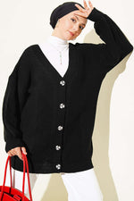 Gilet En Maille Noir À Boutons