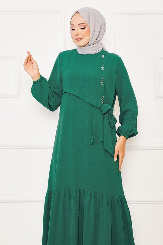 Önü Aller Ve Taş Detaylı Bağlamalı Elbise Benetton