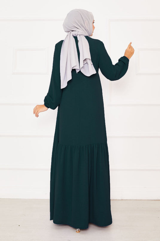 فستان مربوط من الأمام مع تفاصيل ألير وحجر بترولي