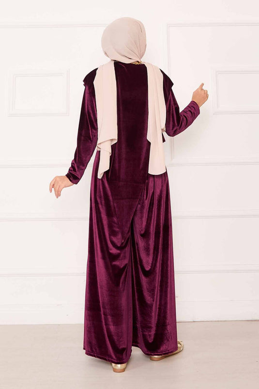 Velvet Suit with Asymmetrical Front Detail