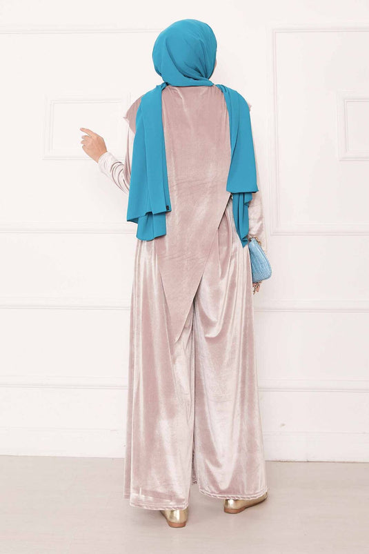 Velvet Suit Mink with Asymmetrical Front Detail